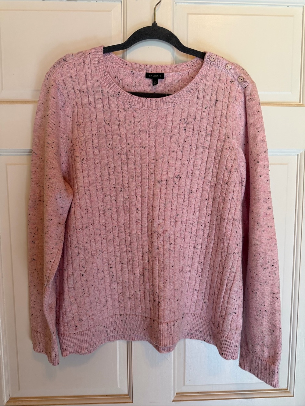 Talbots Women's Cotton Blend Sweater Pastel Pink Spring Size XL Cable Knit